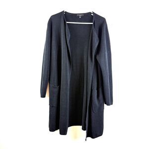 J.Crew Juliette Collarless Sweater Blazer Sz M Longline Linen Blend AM561 Black